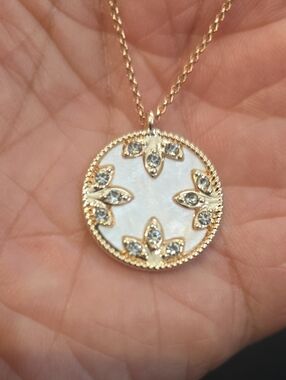 Juliet By Crystal Avenue Mother Of Pear Medallion Necklace